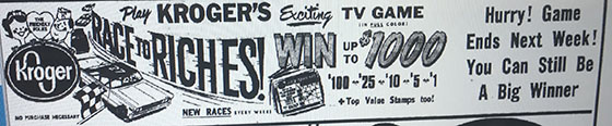 Kroger promotion 1960s - Race to Riches